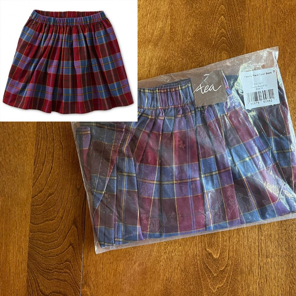 Tea Collection plaid twirl skirt 10 NWT